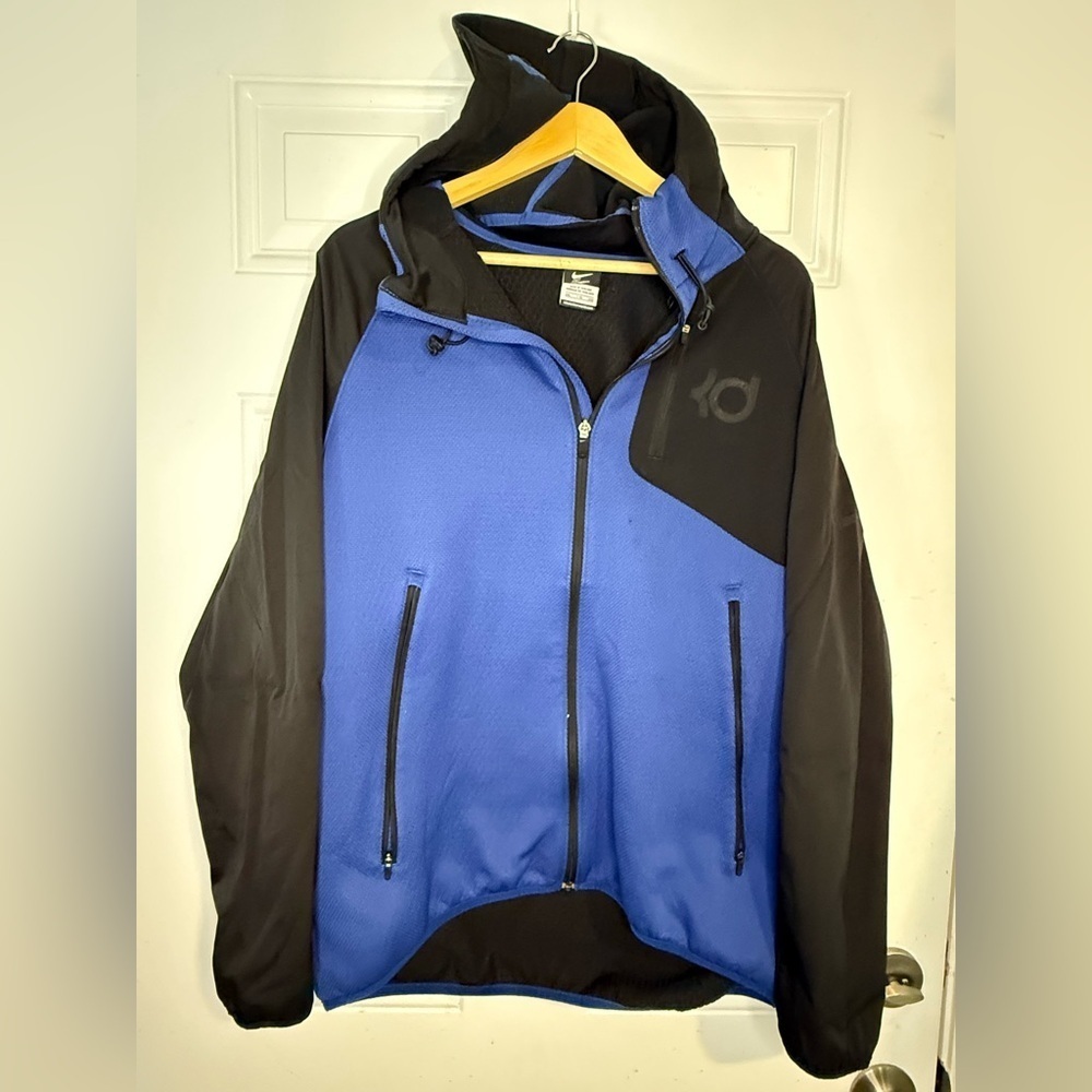 Nike Blue and Black Performance Jacket with Color-Block Design